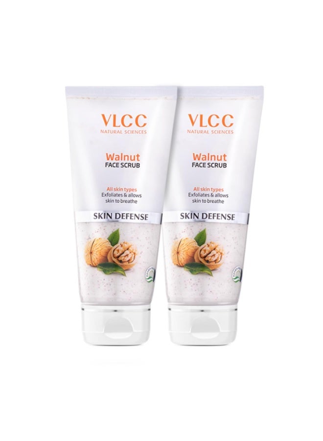 VLCC Walnut Face Scrub - 80g * 2 - (Pack of 2) | Moisturizing Scrub For Mild Exfoliation | Helps Reduce Skin Damage | Soothing, Calming and Brightening Scrub | Tanning Protection Against Sun Damage. - Image 1